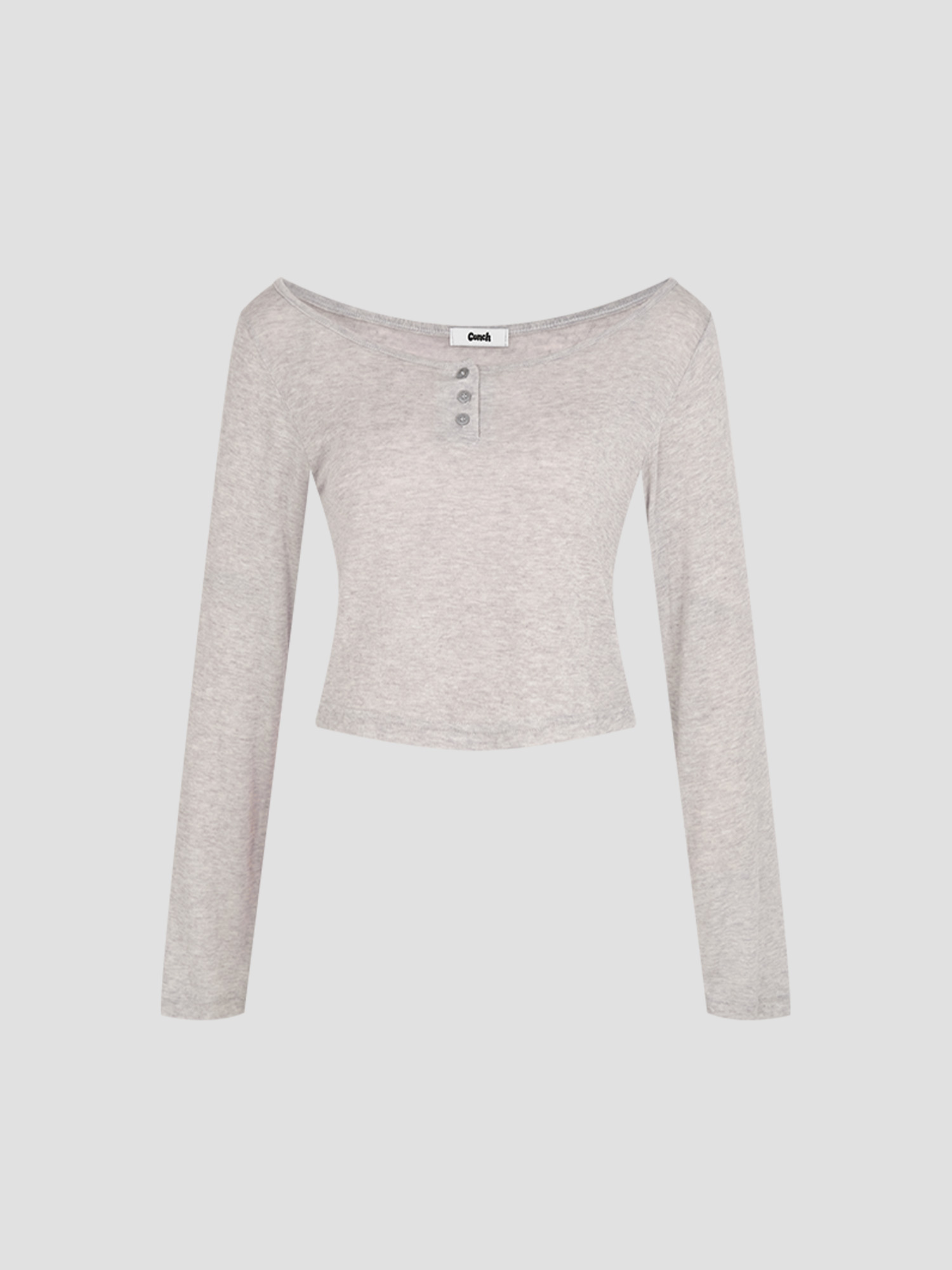 預購_Button U-Neck Crop Long Sleeve by Conch