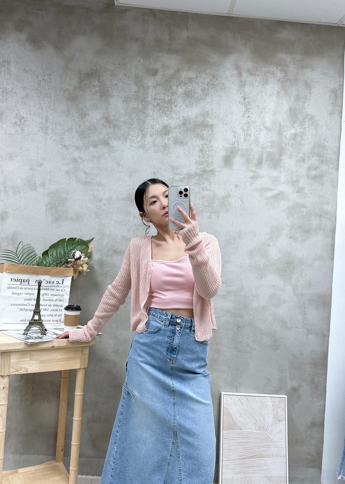 G09 雙鈕高腰牛仔魚尾裙