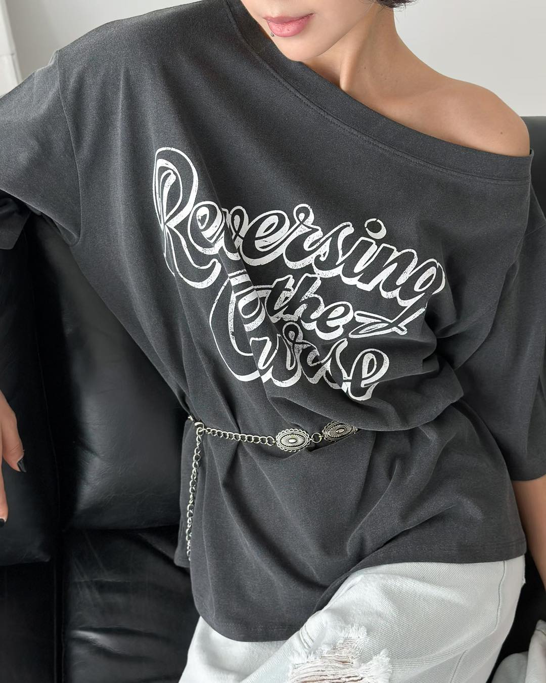 五分袖oversized Tee