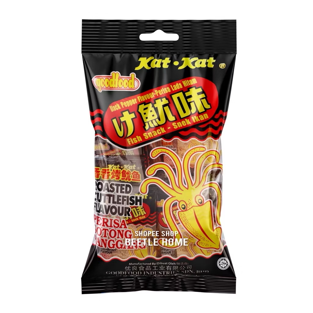 30pcs+ 210g BigPack Kat-Kat Fish Roasted Cuttlefish katkat Snek Ikan Perisa Sotong Panggang [Original/Black Pepper]
