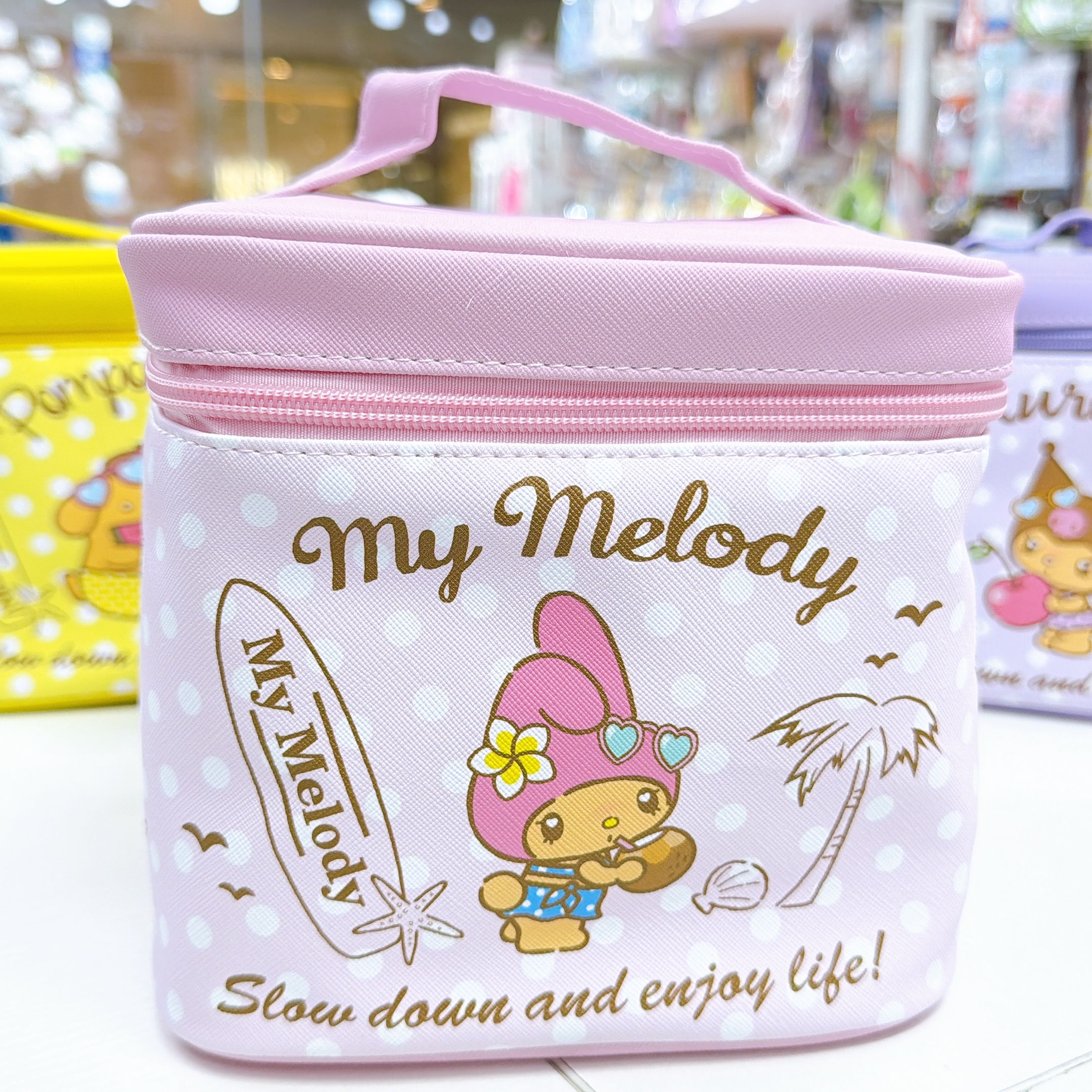 日本直送Sanrio 新款黑皮系列化妝箱連鏡 18×18×18cm