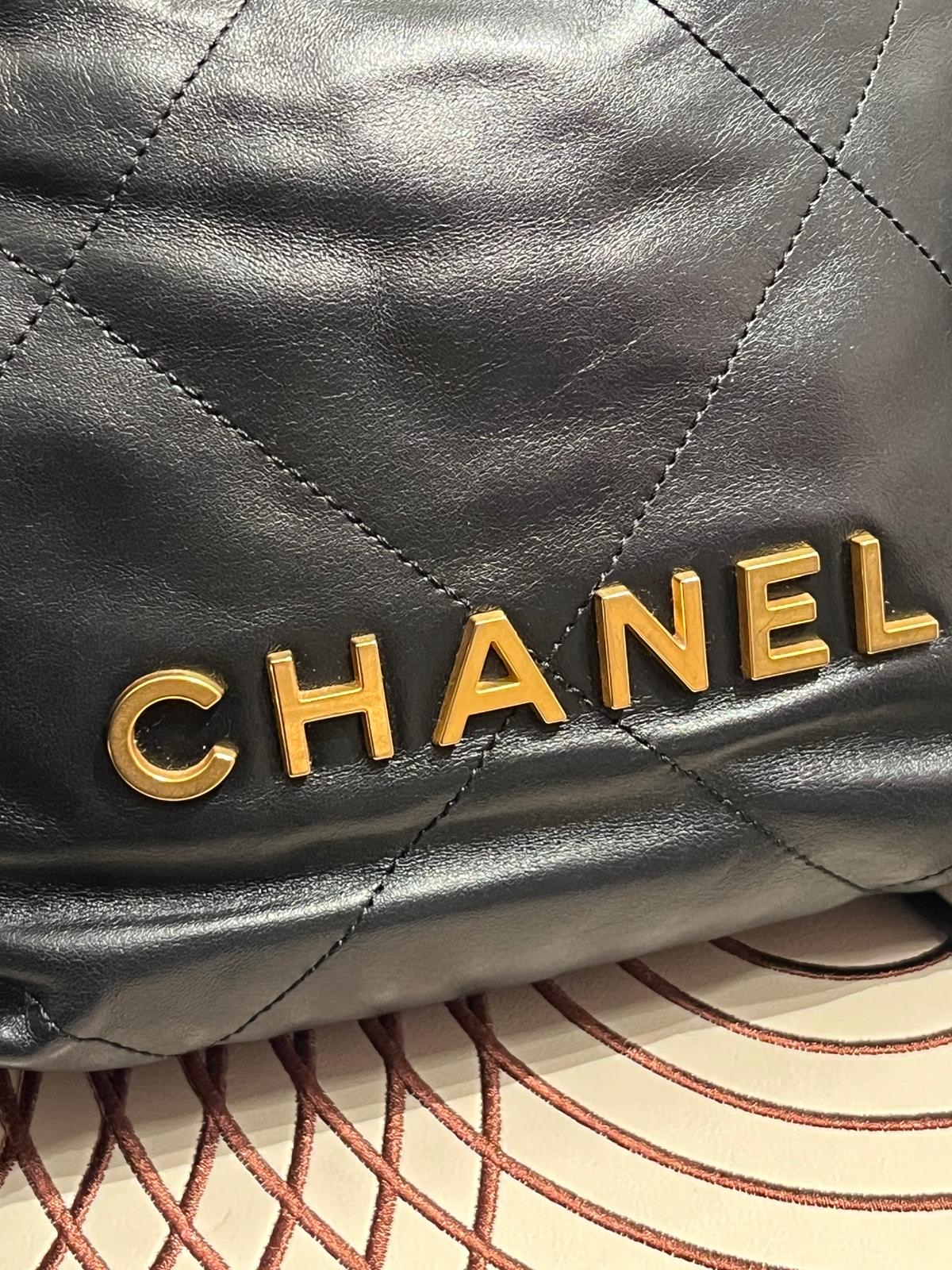 Chanel 22 Mini 黑色牛皮金鏈 100%Authentic, 95%New ✅專門店收據✅晶片✅Dust bag✅Box