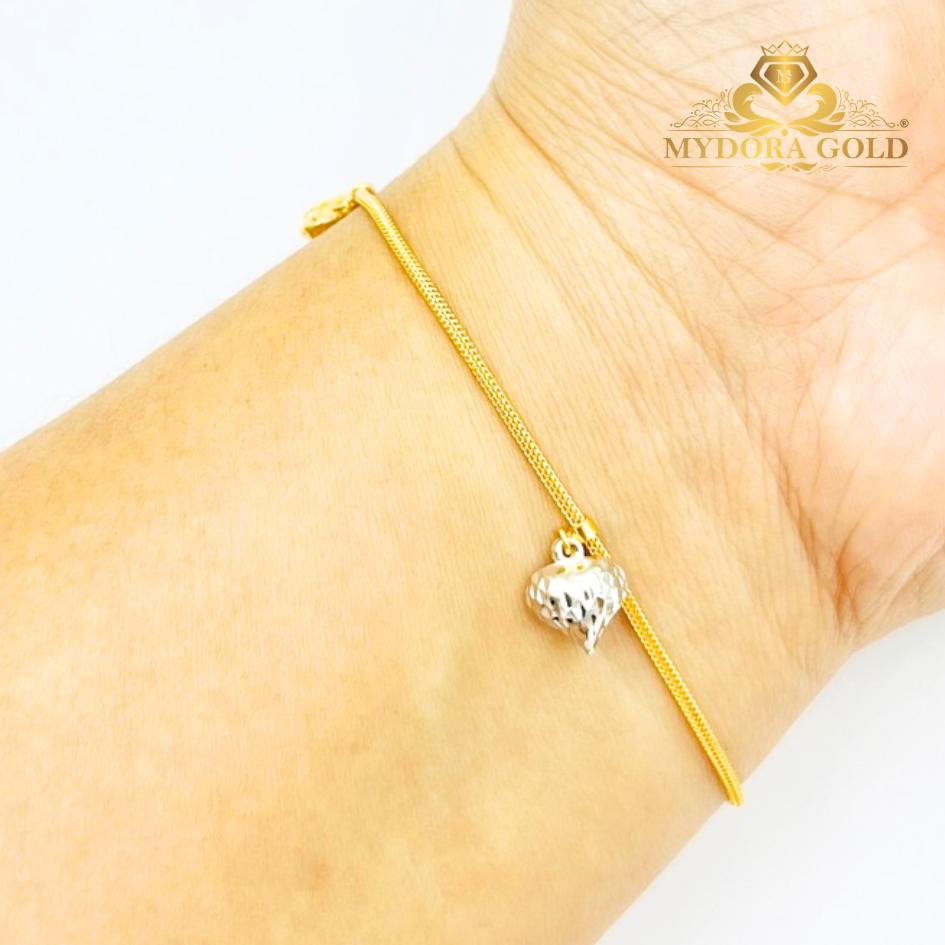 MYDORA Rantai Tangan PDR Gantung 3 Love Pahat (2C) l EMAS 916/22K