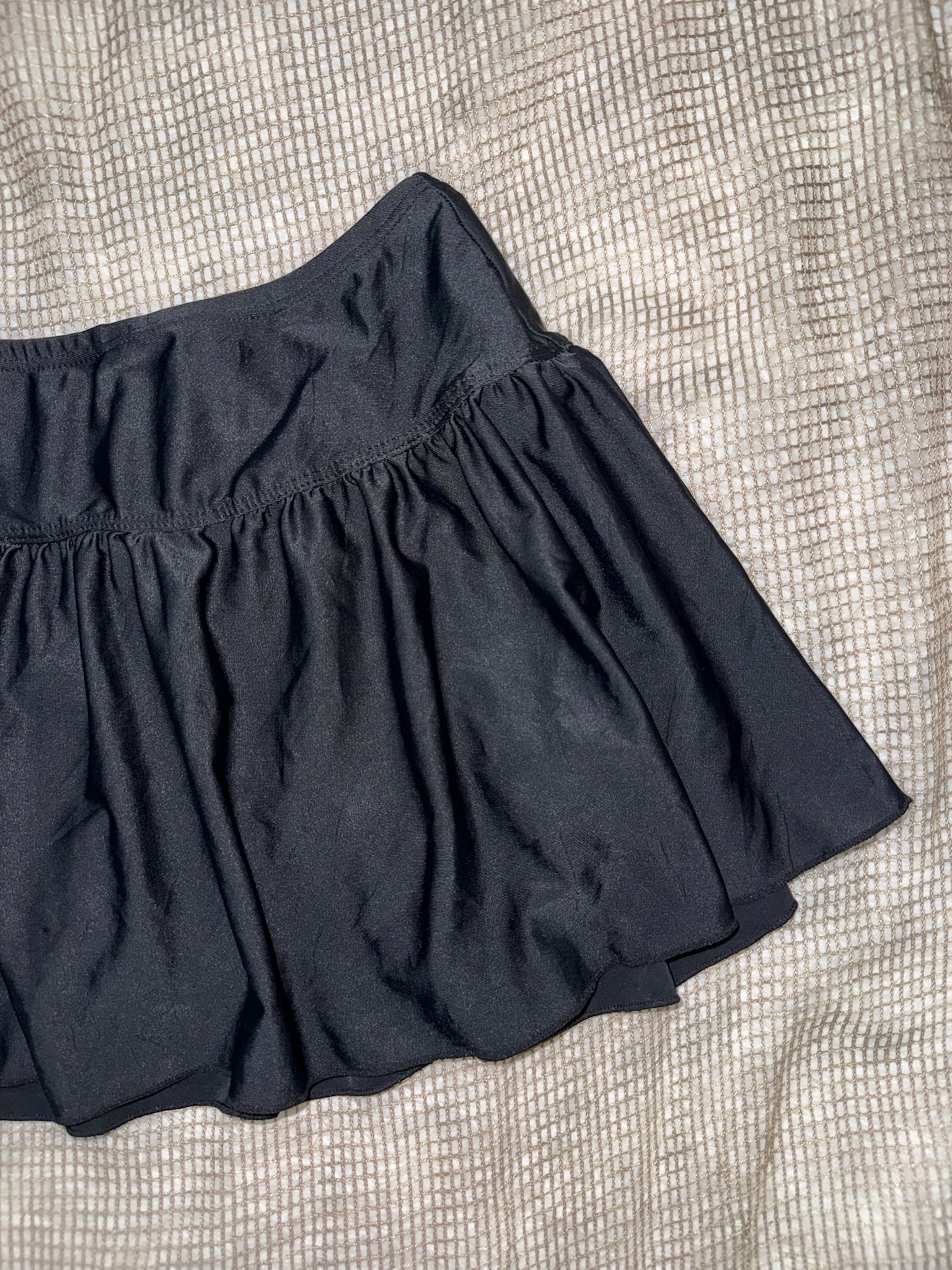 Black Gathered Mini Skirt