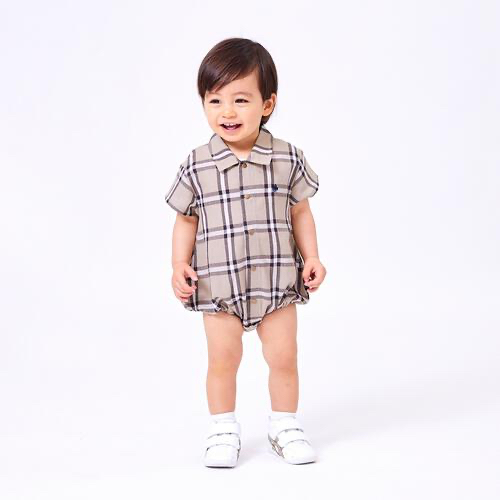 🇯🇵預訂 日本直送🇯🇵Polo Baby標誌刺繡格紋短袖恤衫包屁衣