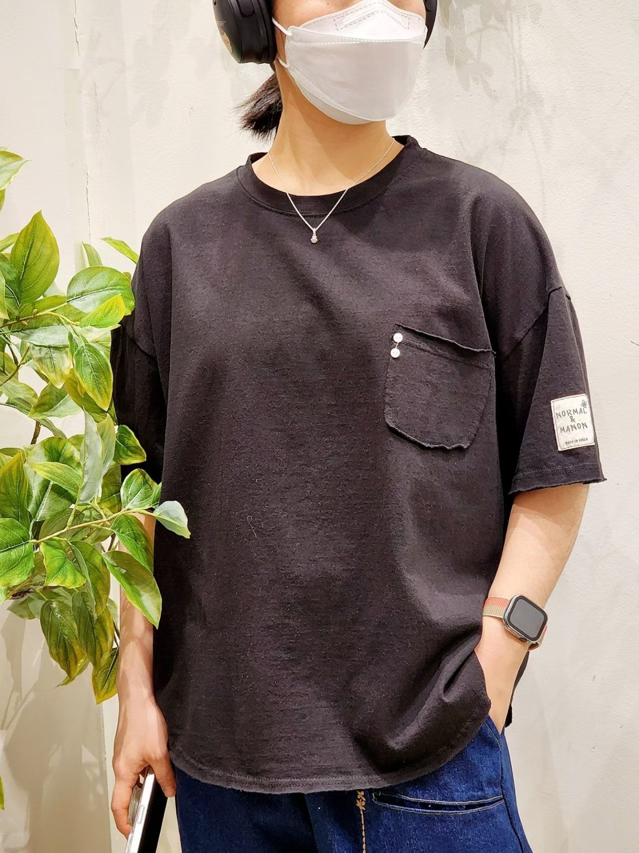 NO OX 特色雙鈕子袋口tee