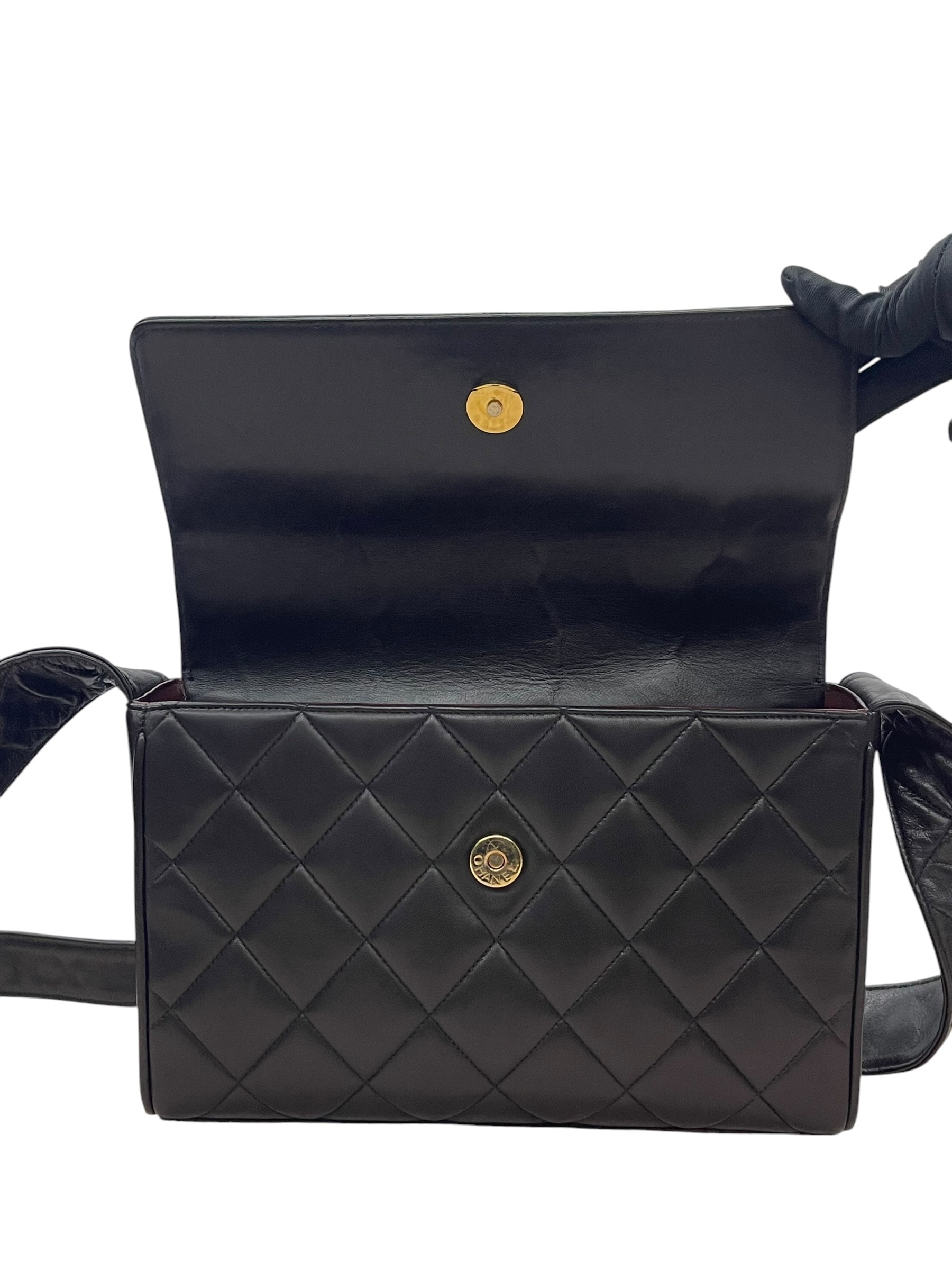 Pre-Owned CHANEL Black Covered CC Quilted Flap Bag Lambskin / Product Code:081310