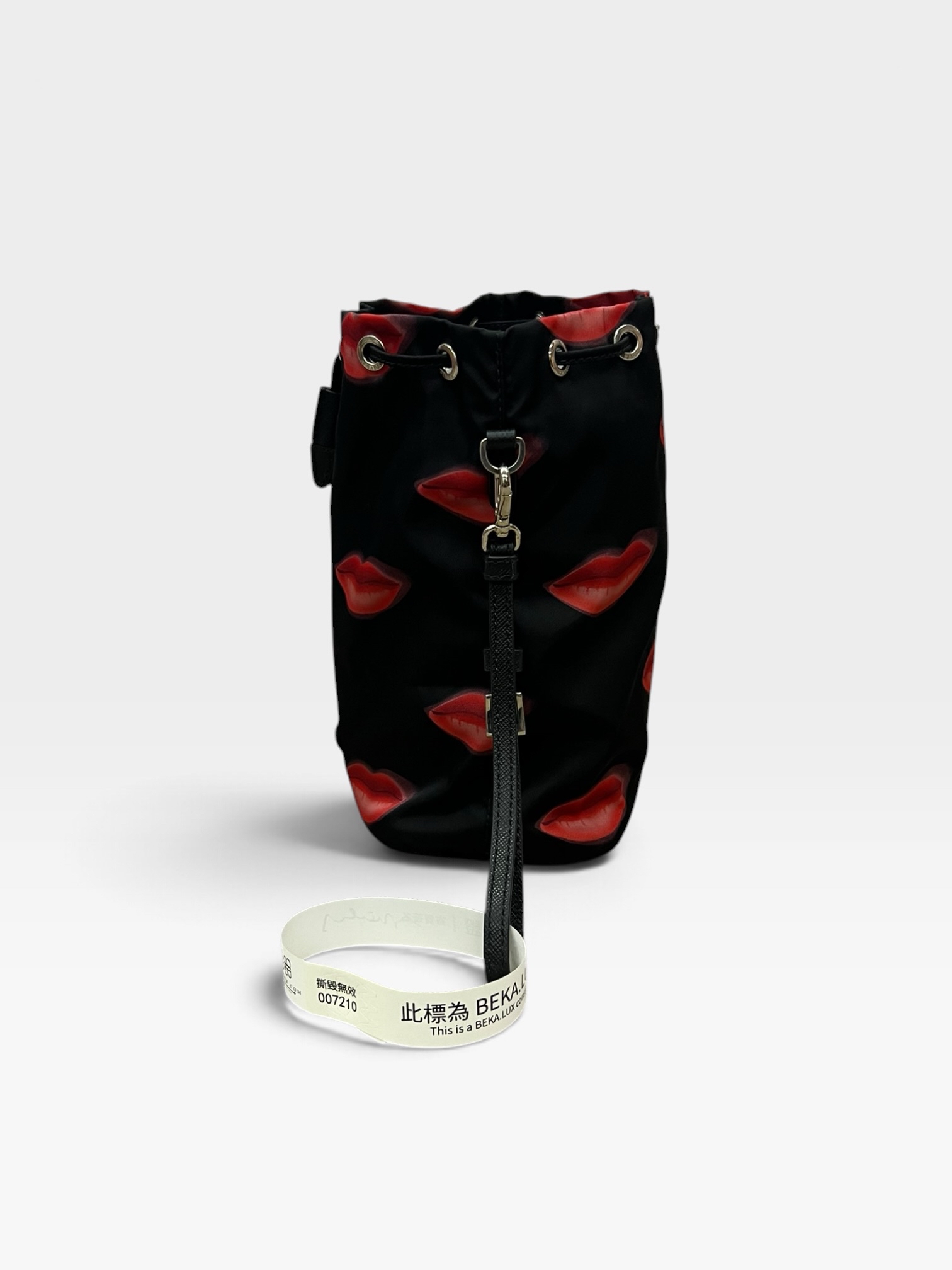 Pre-Owned Prada Tessuto Nylon Lips Print Bucket Wristlet /Product Code: 102804
