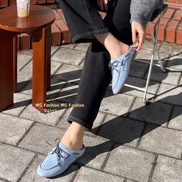 R6112 韓國🇰🇷真皮糖果色loafer後拖