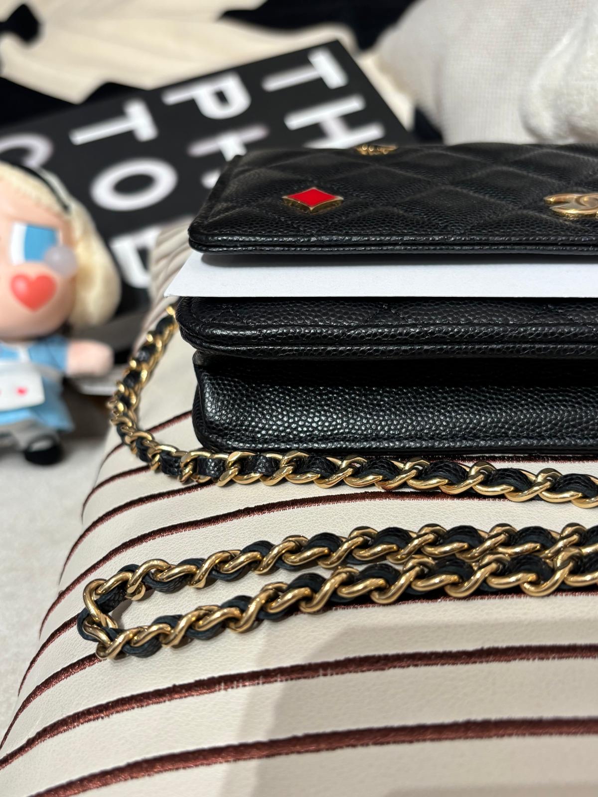 Chanel Wallet On Chain AP3076 poker 限量特別版撲克牌 黑色荔枝牛皮  100%Authentic, 99%New Unused ✅專門店收據✅Dust bag ✅Box