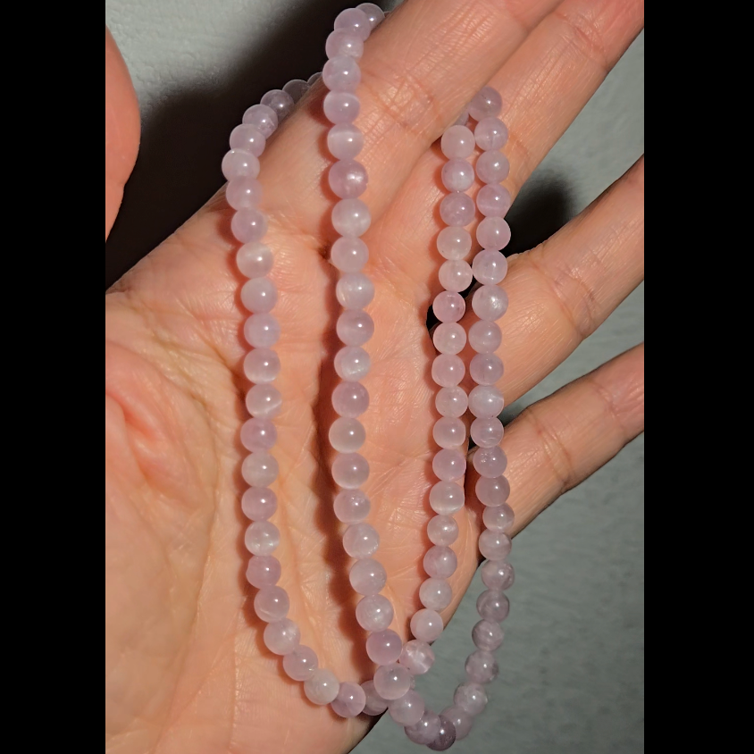 Cat's eye pink kunzite bead necklace - JW128
