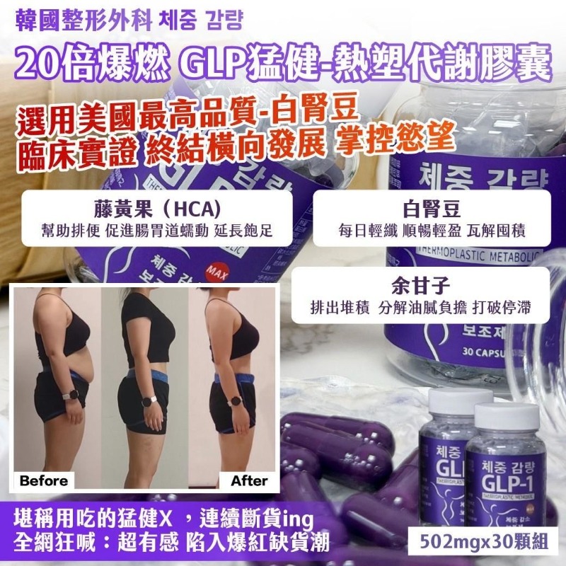 YW260509 - 🇰🇷韓國整形外科 체중 감량｜20倍爆燃 GLP猛健-熱塑代謝膠囊 502mg x 30顆