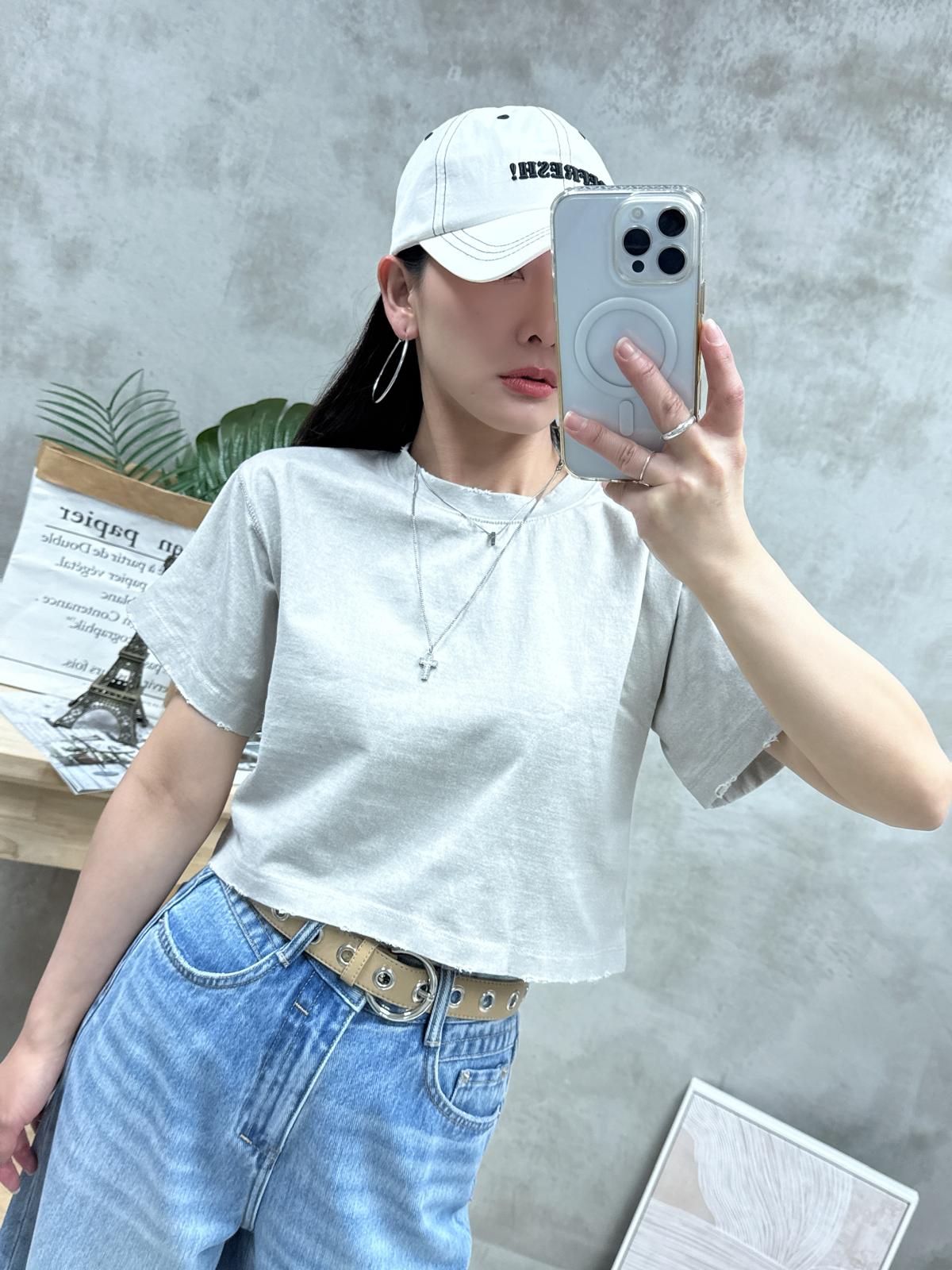 石磨爛洗水棉短Tee