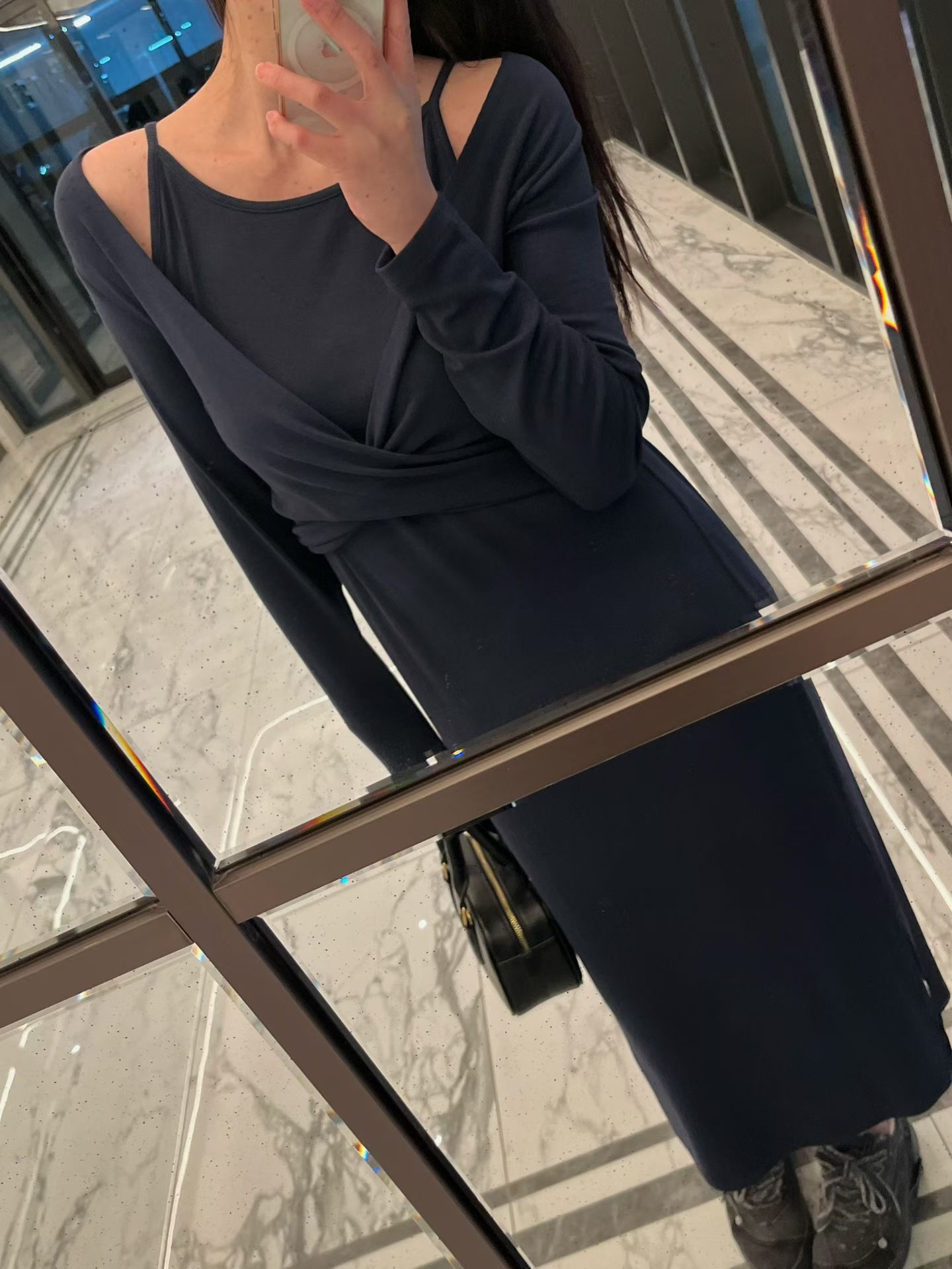 Feminine stretchy long dress SET