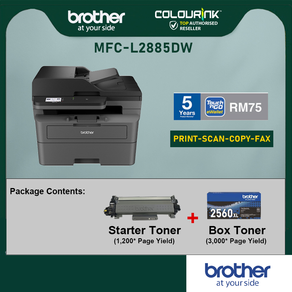 Brother MFC-L2885DW All in One Wireless Mono Laser Printer Auto 2 Sided Print Scan Copy Fax NFC Connection