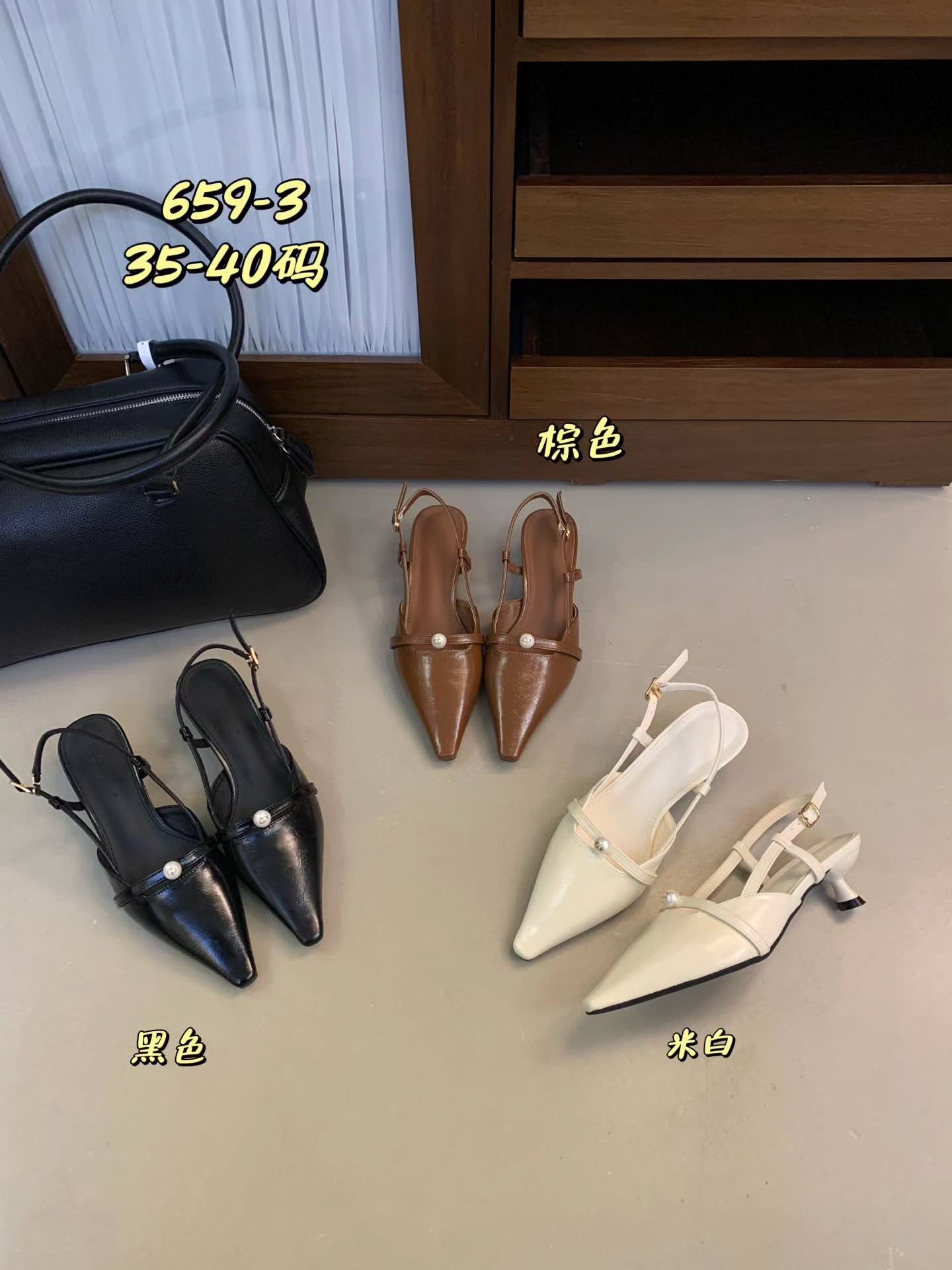 659-3 法式气质尖头后空高跟鞋🇨🇳
