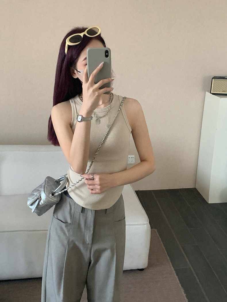 Plain Casual Tank Top 韩版休闲螺纹弹力背心（6 colours)