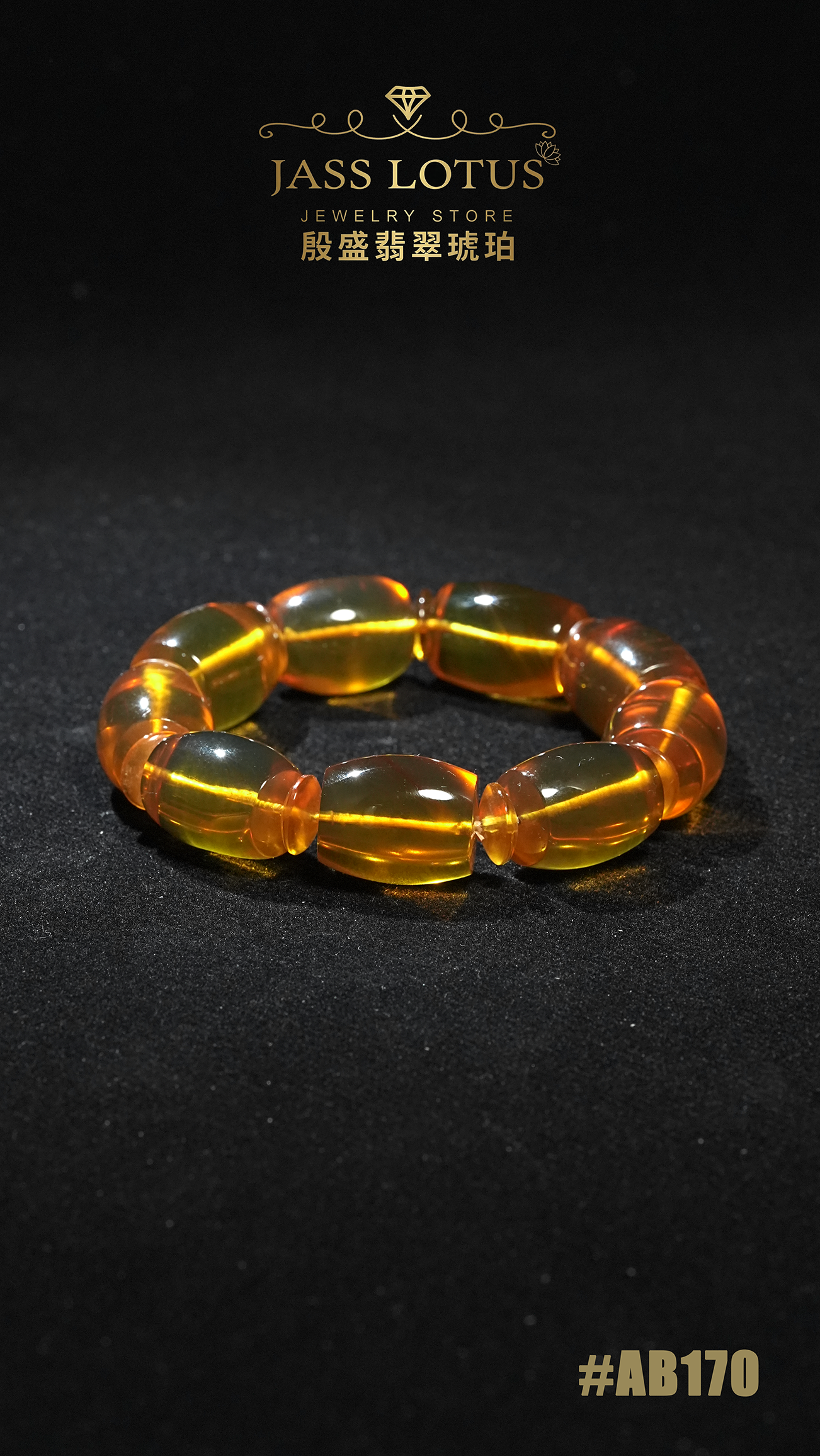 金棕珀桶形珠手串