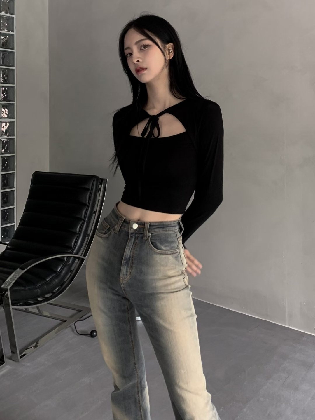 已售罄❌ Model自留！韓國小性感胸前綁帶假兩件