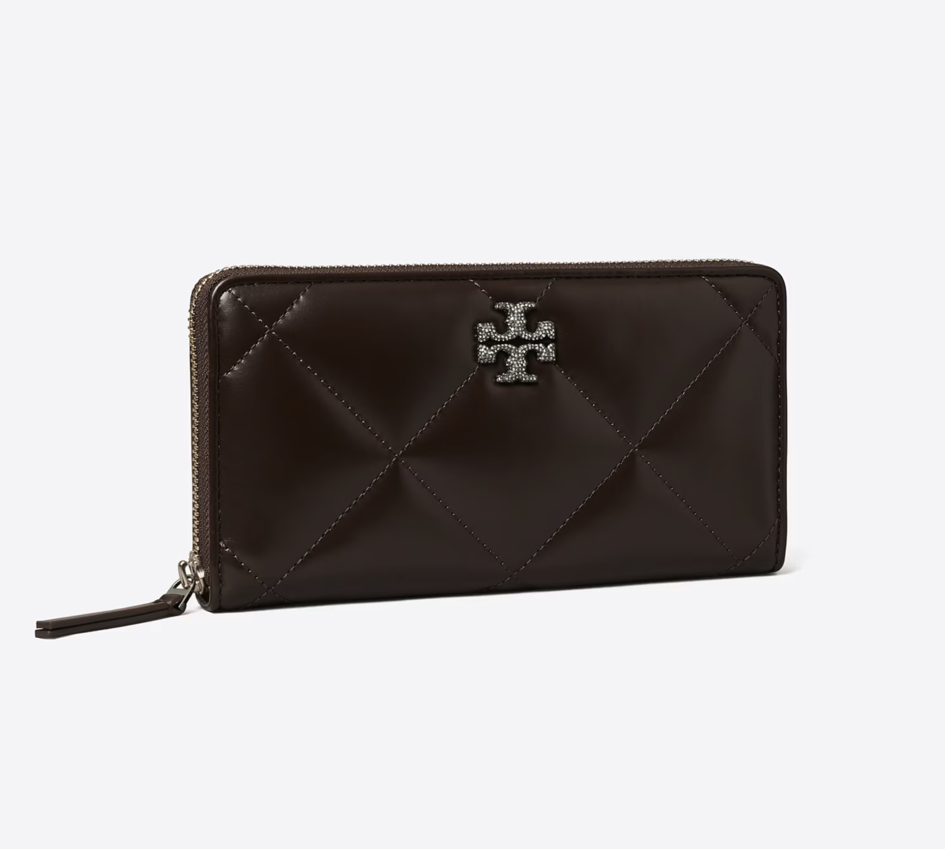 Tory Burch KIRA DIAMOND QUILT PAVÉ ZIP CONTINENTAL WALLET