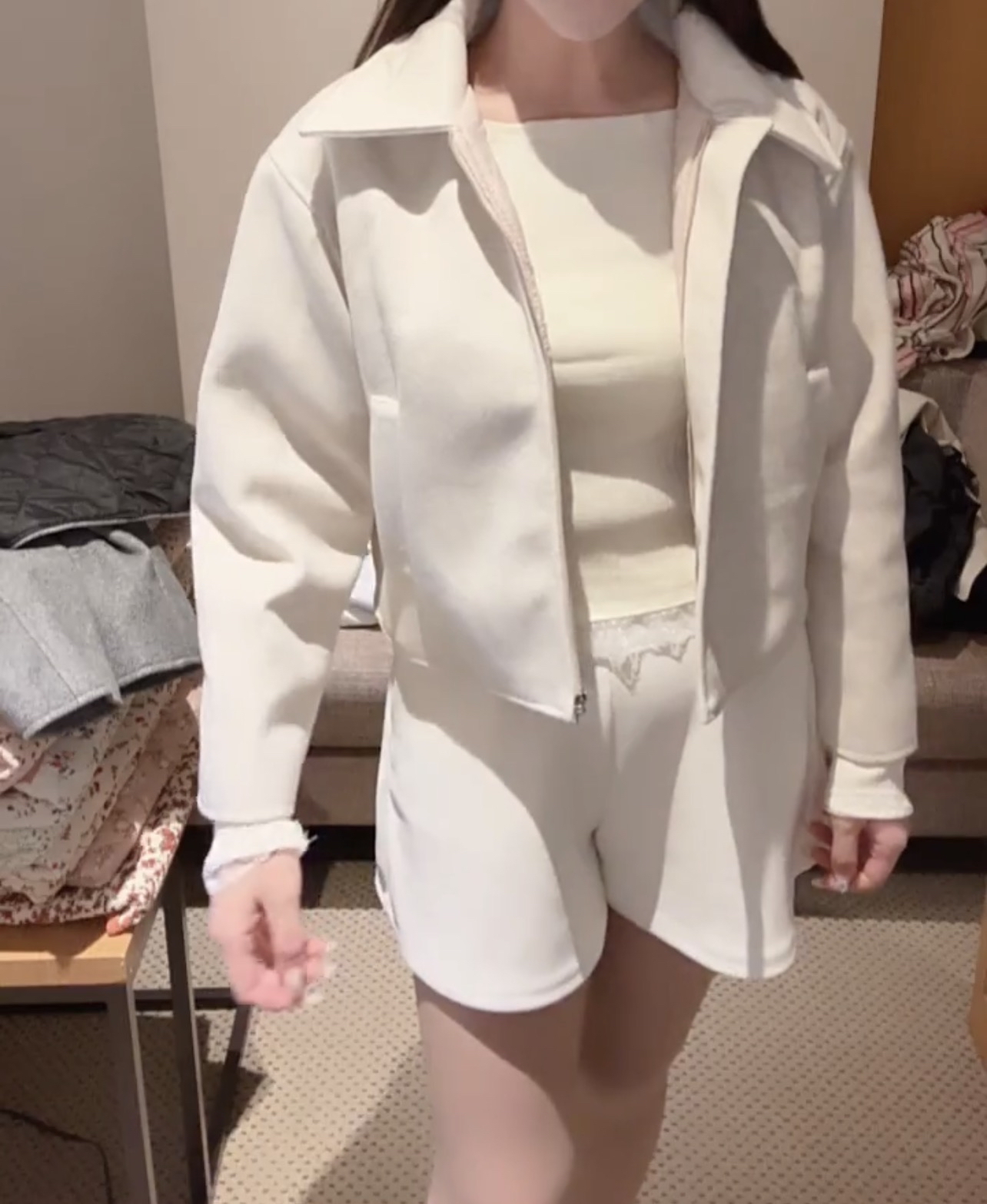 羊毛短身有領外套23/1韓國酒店直播#ff2755