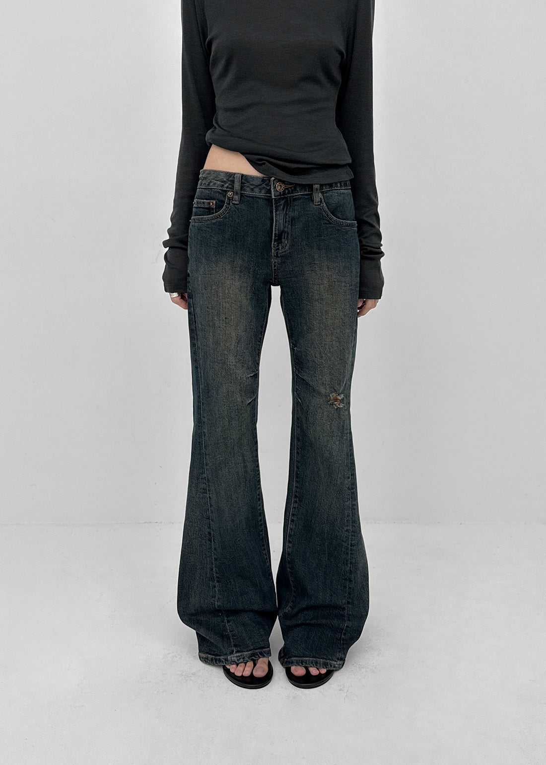 Distressed Bootcut Denim Pants