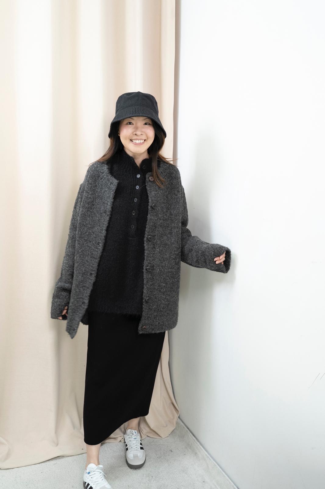 排扣造型大冷衫（灰色）