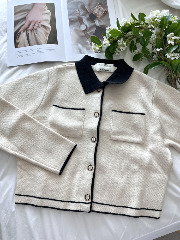 Elise Dual-Tone Cardigan (Cream)