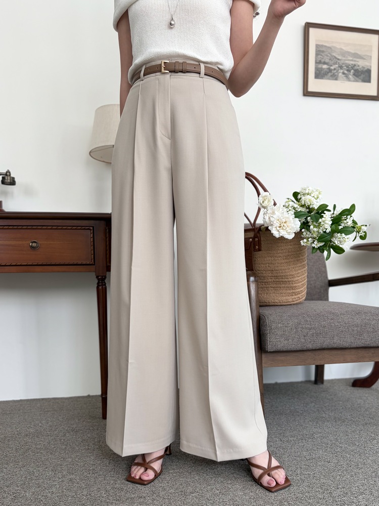 [輕薄!] Summer Timeless Rayon Pants (Light Beige)
