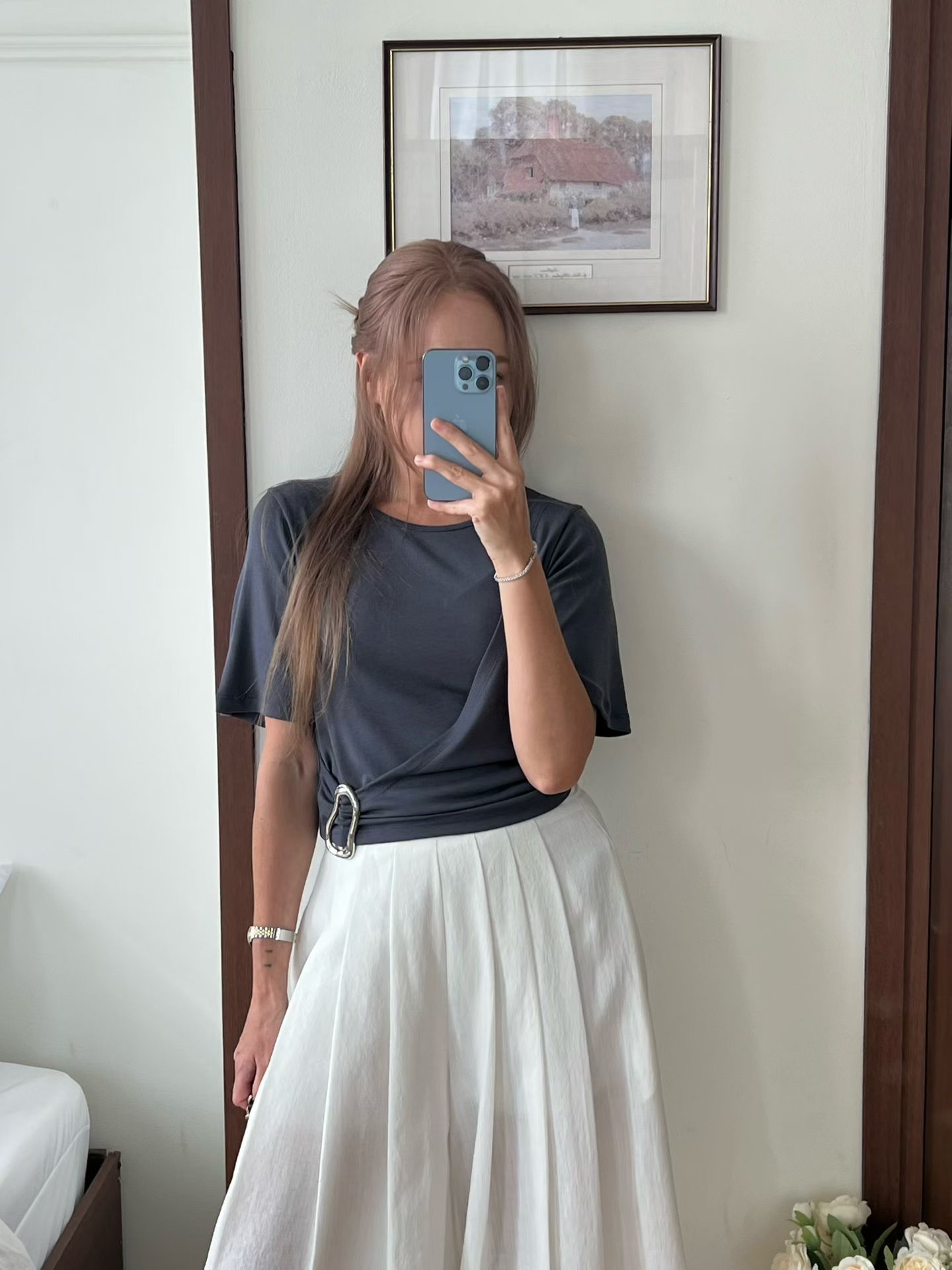 B6 金屬環收腰短 T