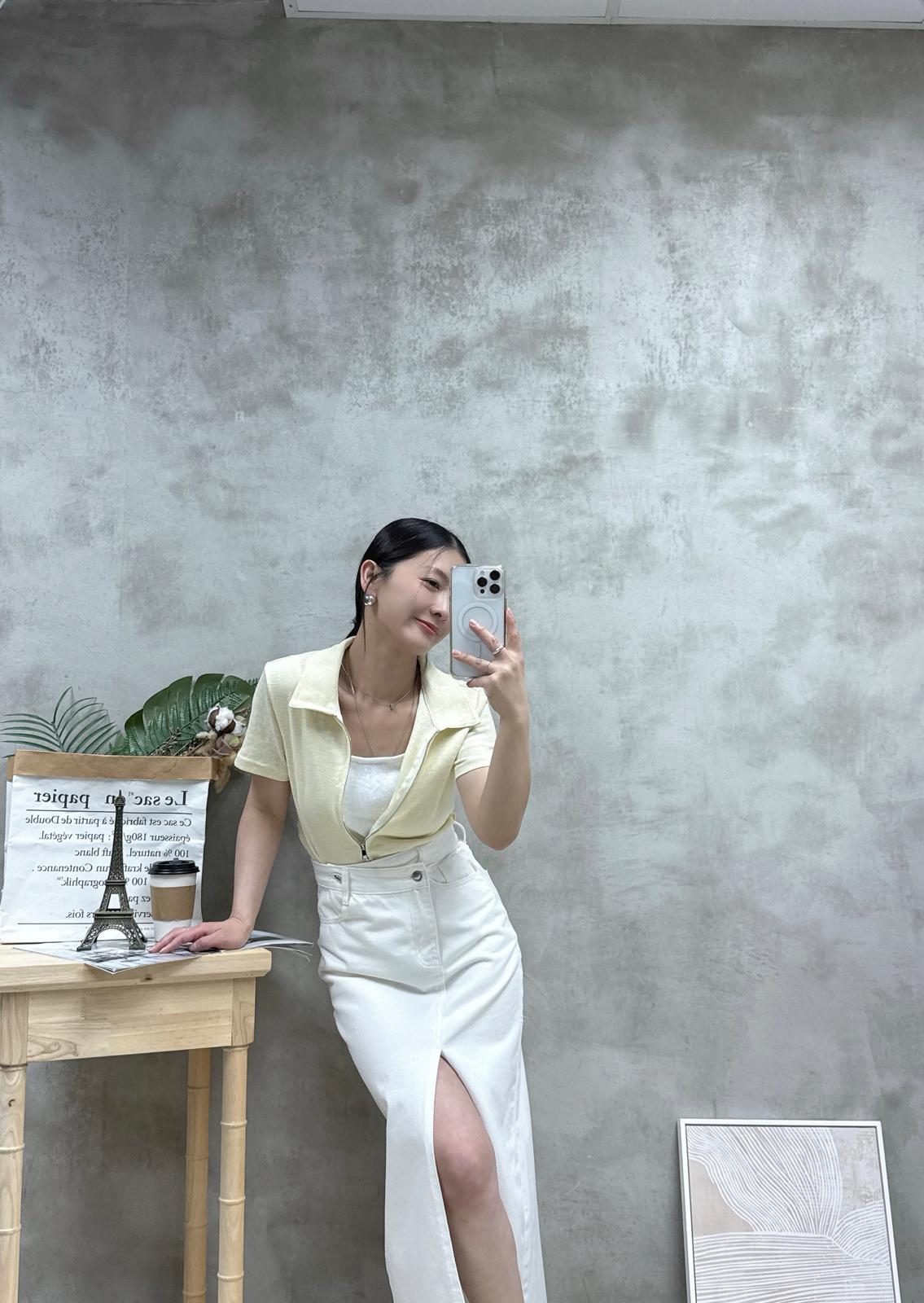 假兩件雙拉鏈Top