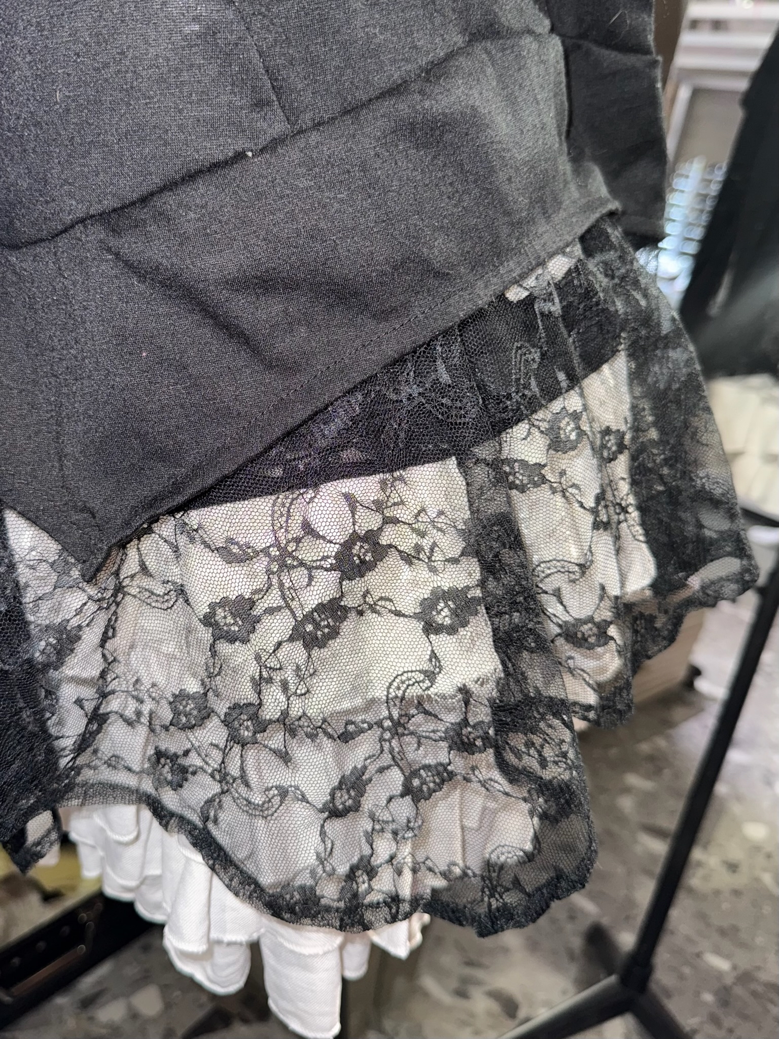 Black and White Lace Ruffled Princess Set