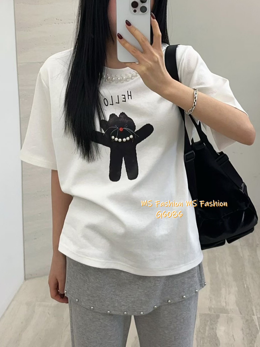 G6086 韓國🇰🇷可愛黑貓top