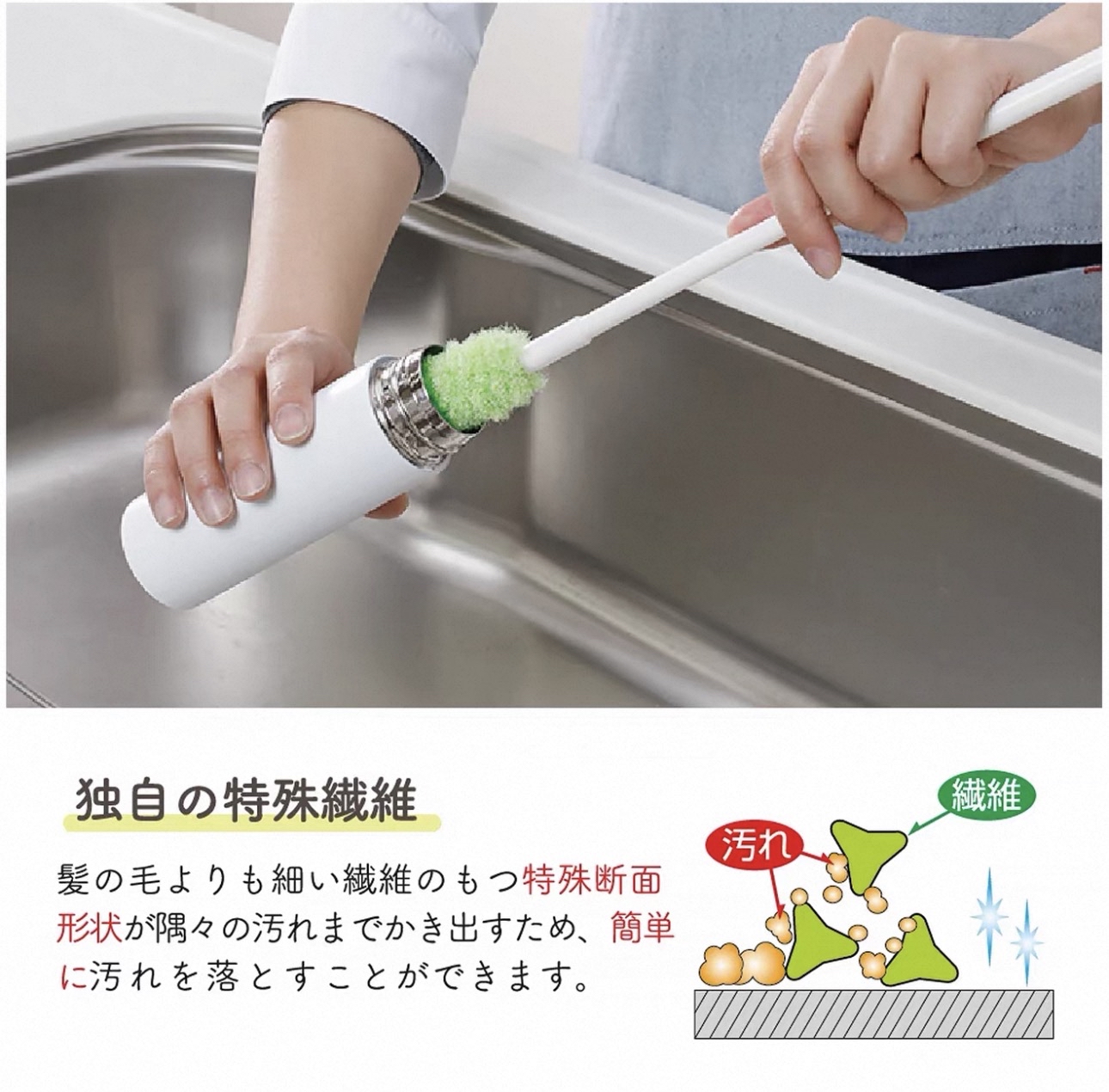日本Sanko可彎曲伸縮瓶子清潔刷