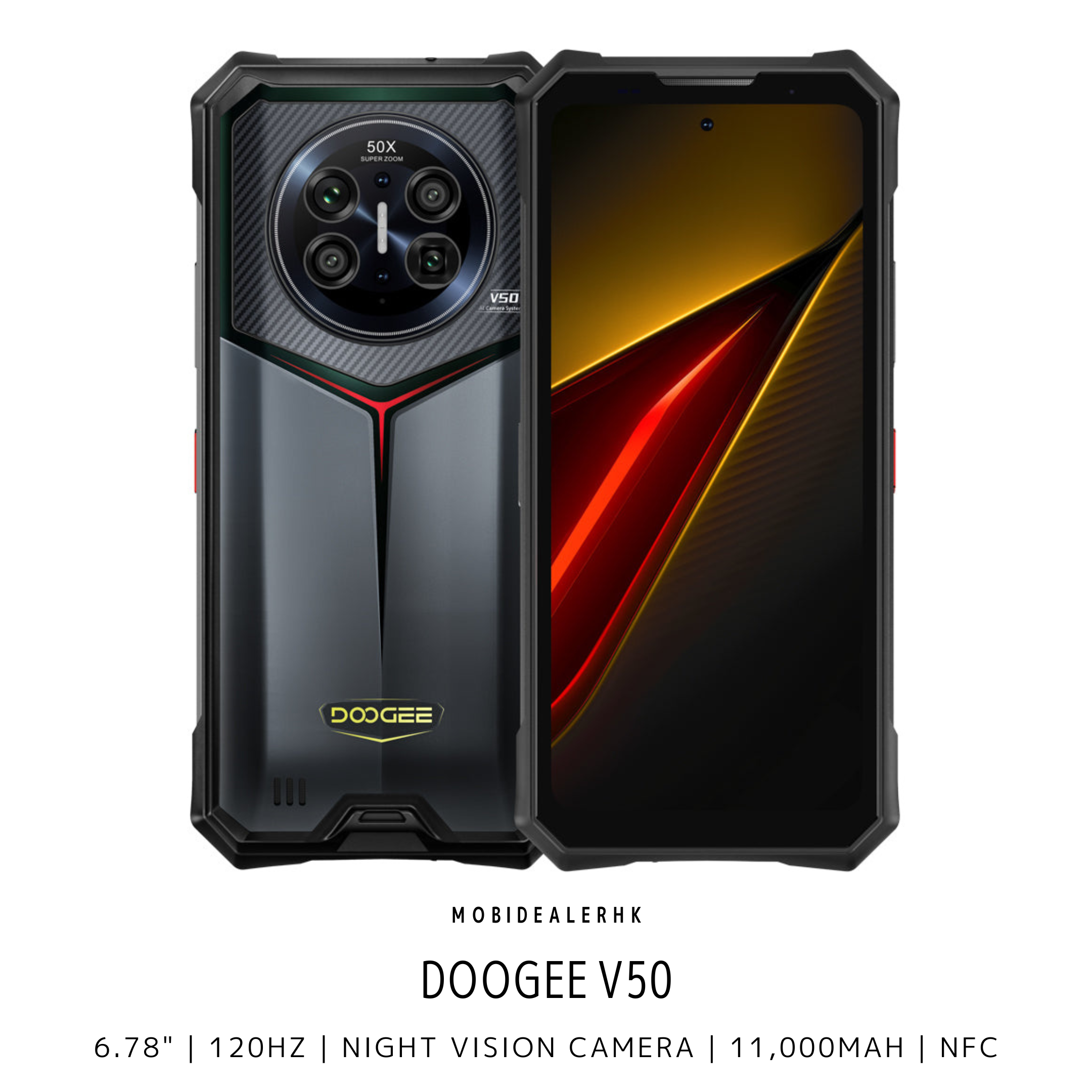 Doogee V50 | 道格 V50 | 5G | 三防手機 | 12/16+256/512Gb | 6.78" | 120Hz | 夜視鏡 | 11,000mAh | NFC