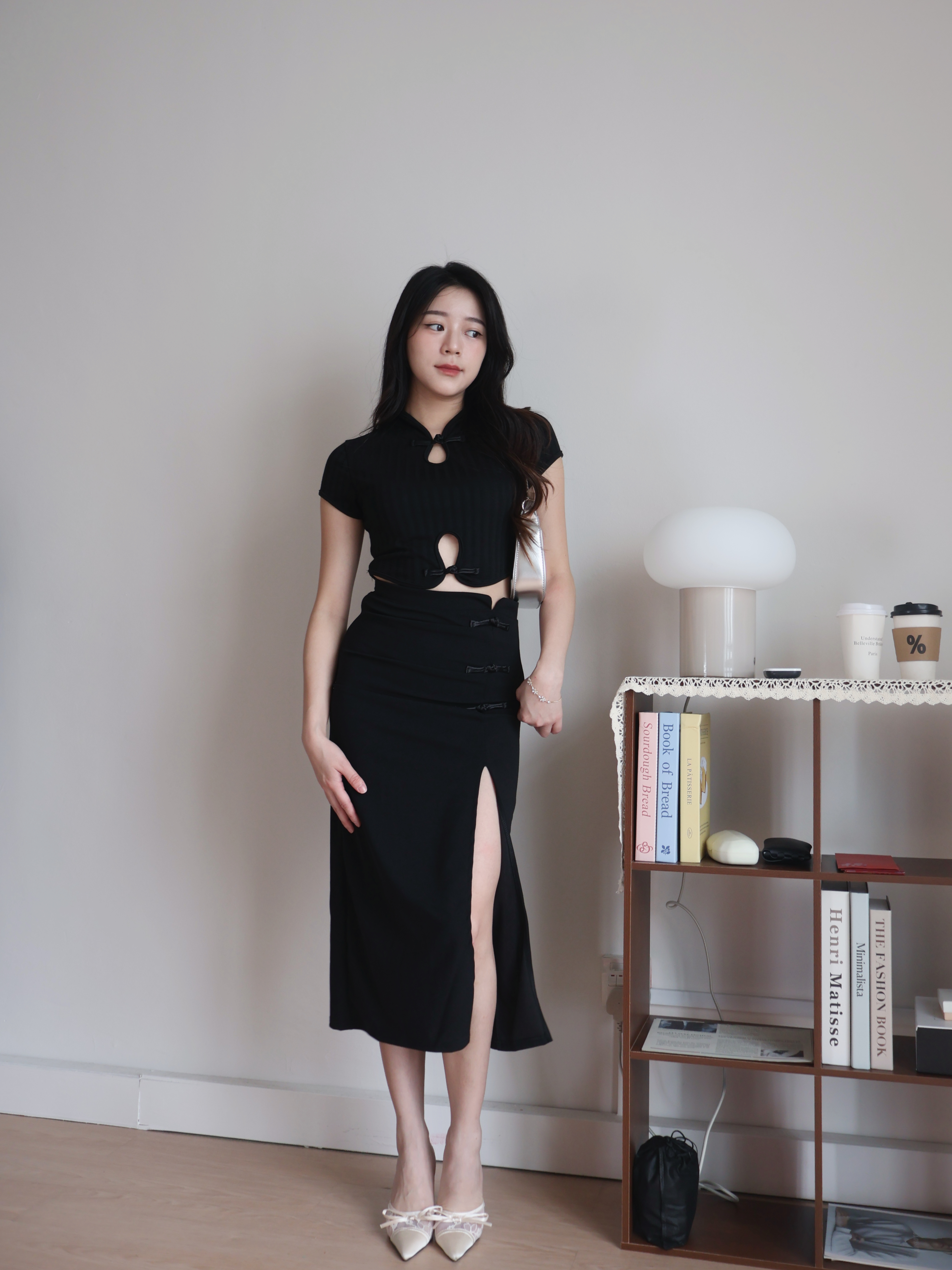 Jean Side-Slit Skirt | Black