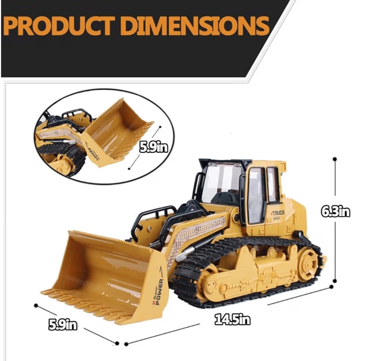 遙控推土機玩具 2.4GHz履帶工程車 RC挖土機 360度旋轉 發光發聲 充電式工程車 兒童玩具