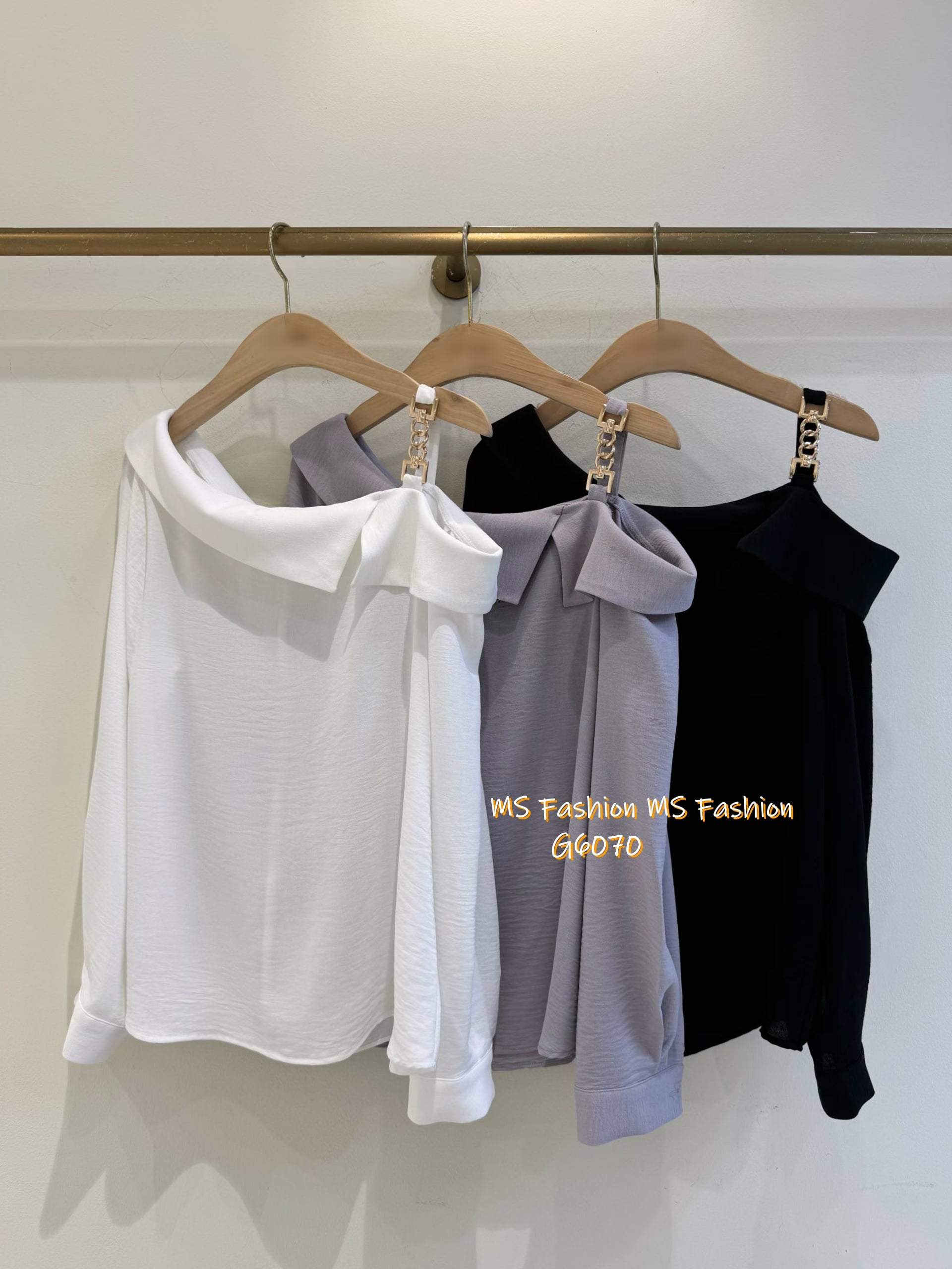 G6070 韓國🇰🇷金鏈露單肩top