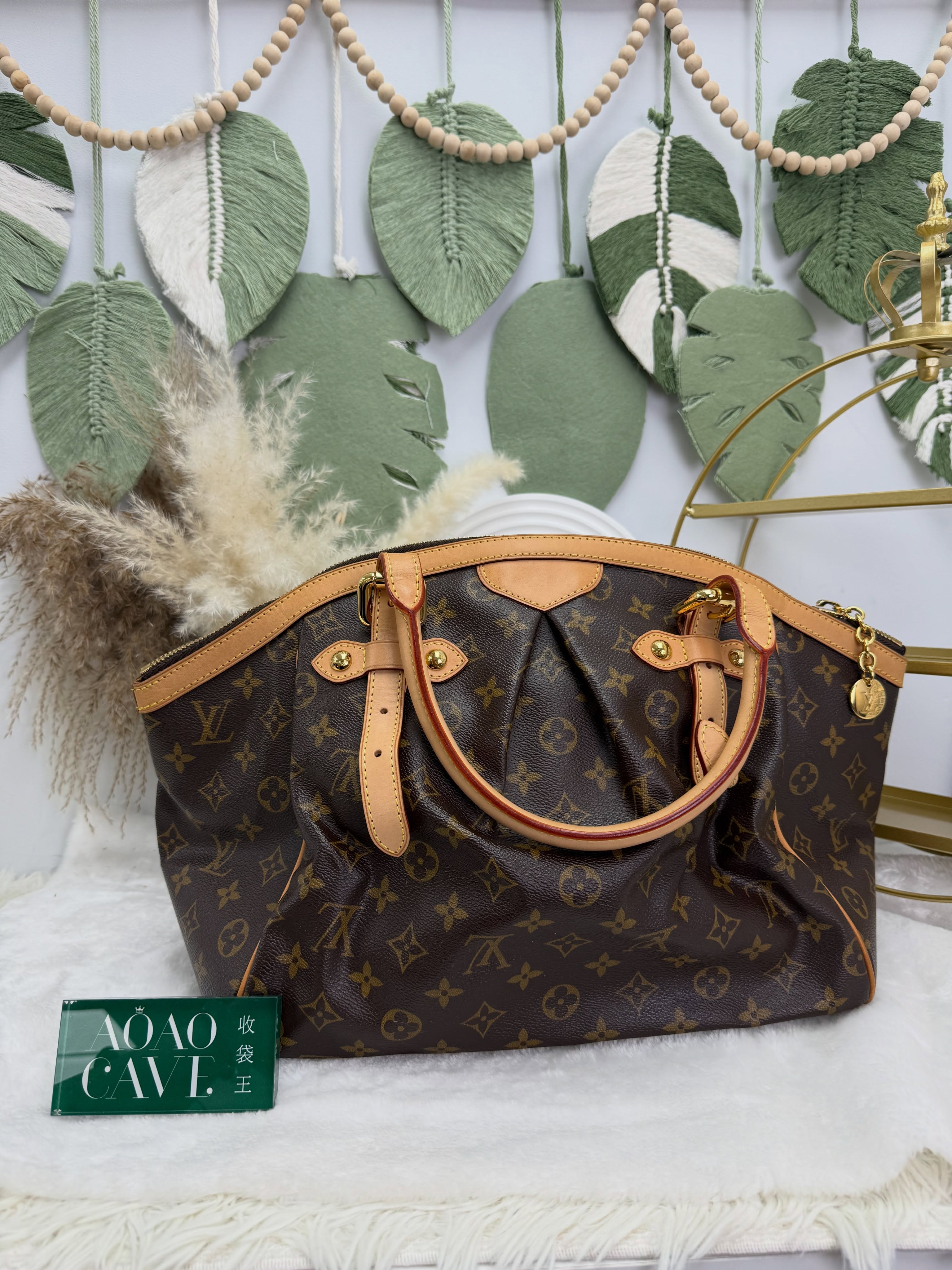 Lv👜 PRE OWNED 🛍️啡色老花 Tivoli GM size餃子袋  有塵袋 🥟🤎 
