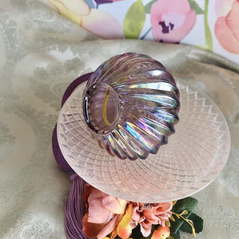C.a. 1960s Carnival Glass Style Purple Iridescent Purple Atomizer/Perfume Bottle (MT1857)
