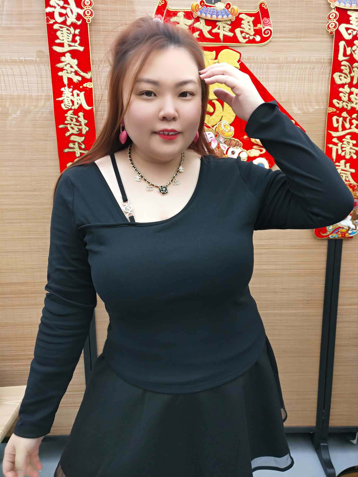 DDG03 8286(C8) 斜领设计款附垫长袖上衣