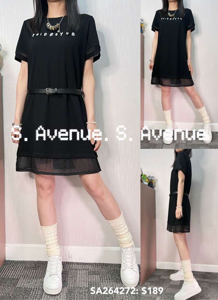 SA264272: 短袖英文字拼紗op