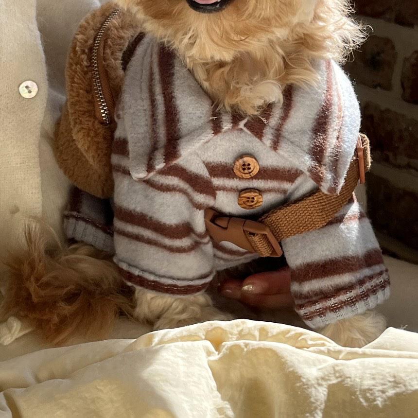 韓國 毛毛間條 衫衫 💚🩵