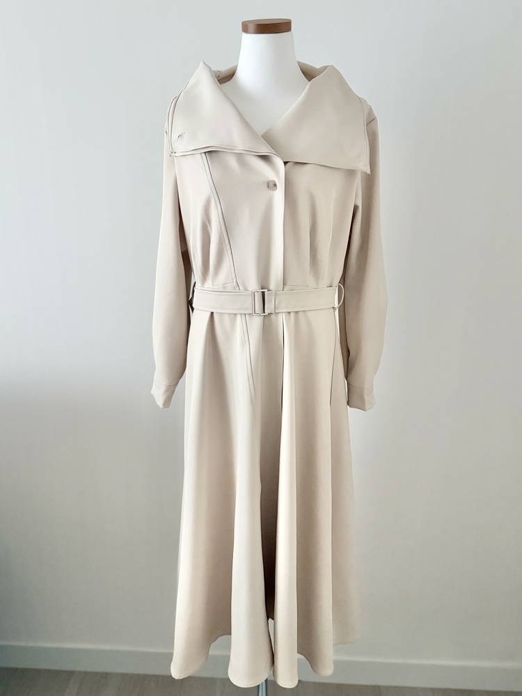 Classic Flared Trench Dress (Ivory)