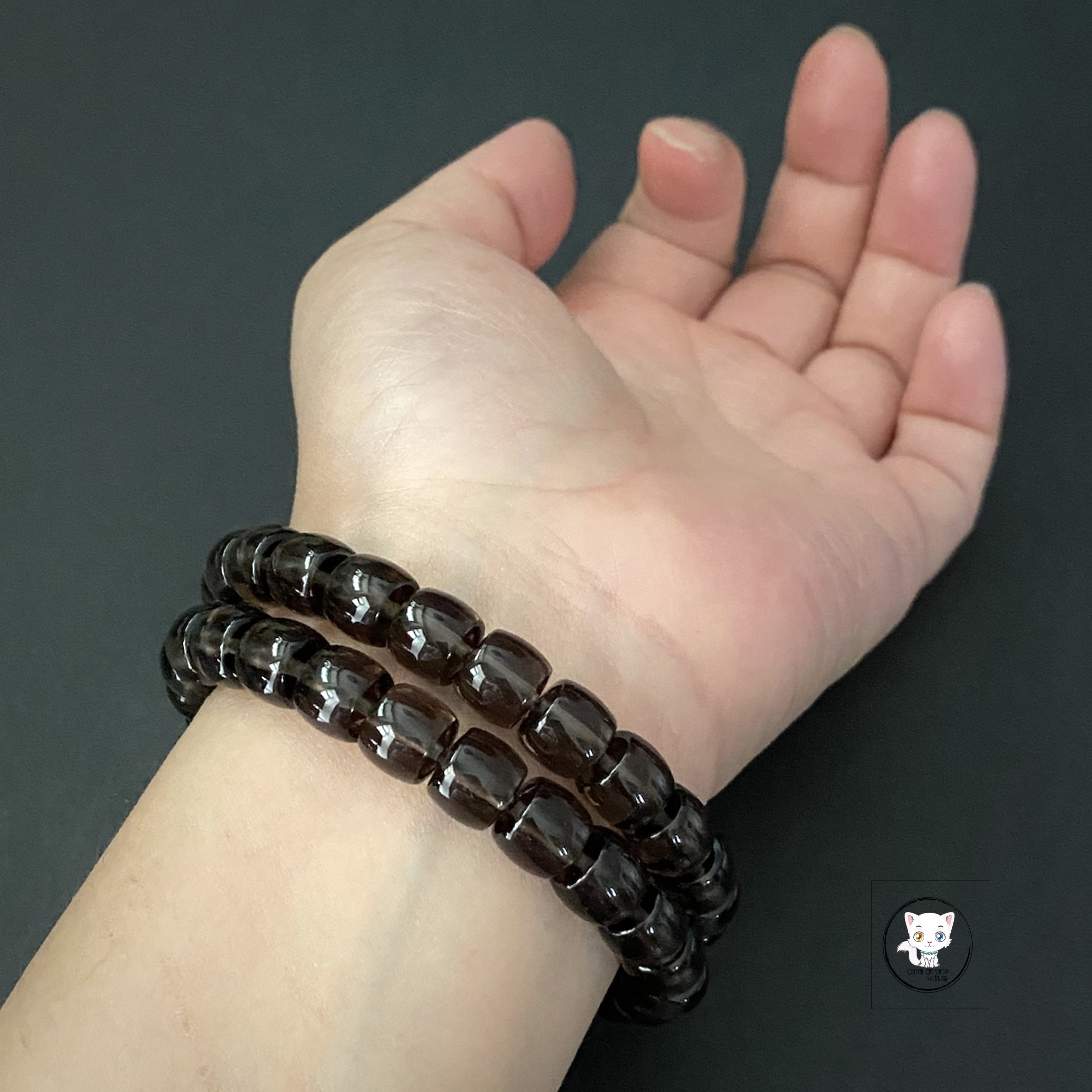 天然冰曜石桶珠手鏈 9.3mm