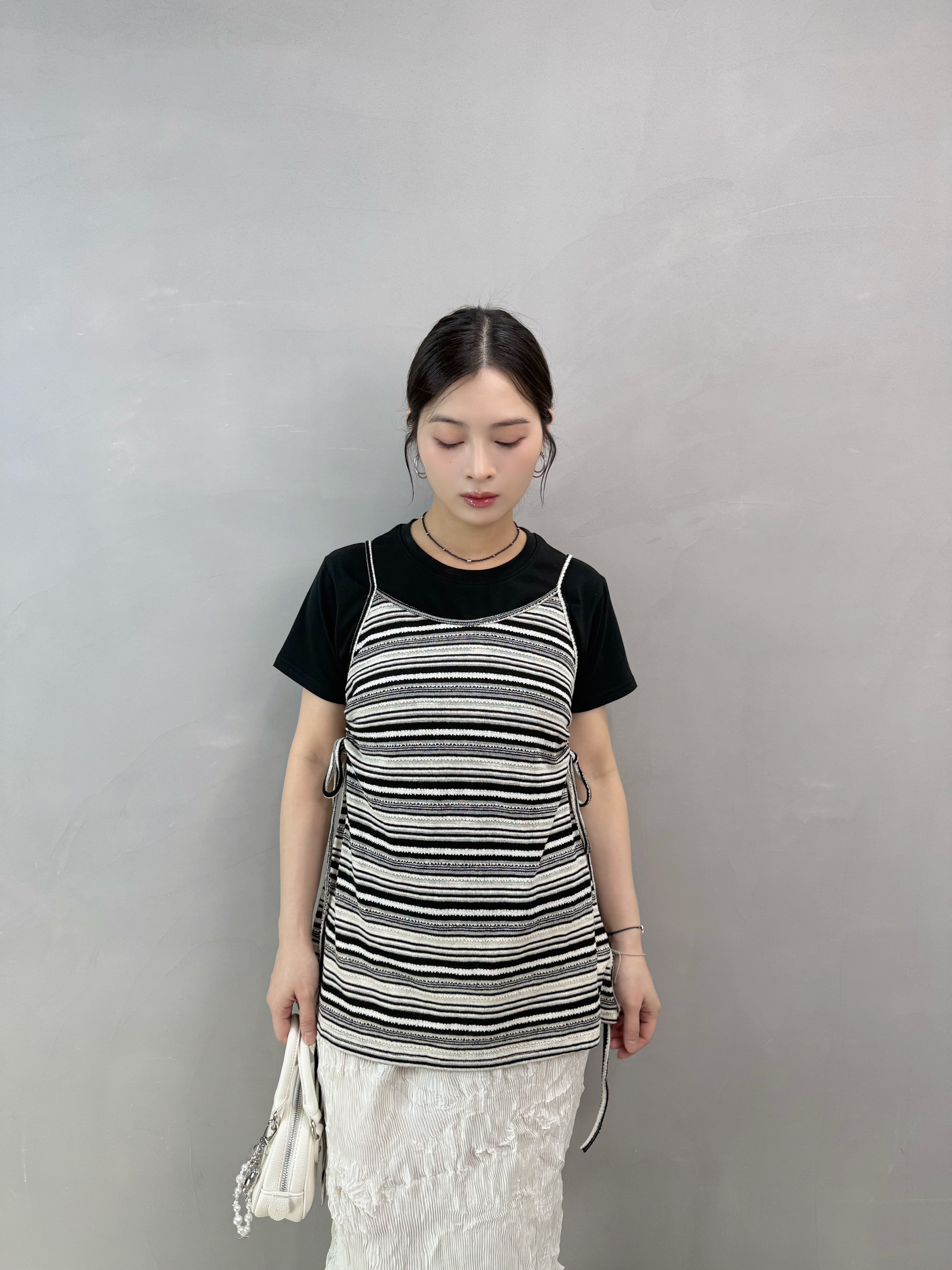 R64 拼色橫間束腰吊帶