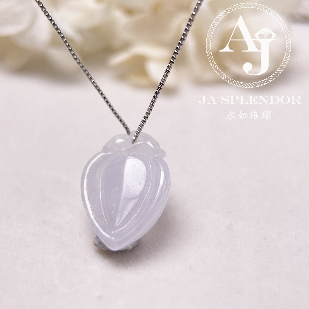 JN-628 天然翡翠A玉 冰潤淡紫白色壽桃吊墜