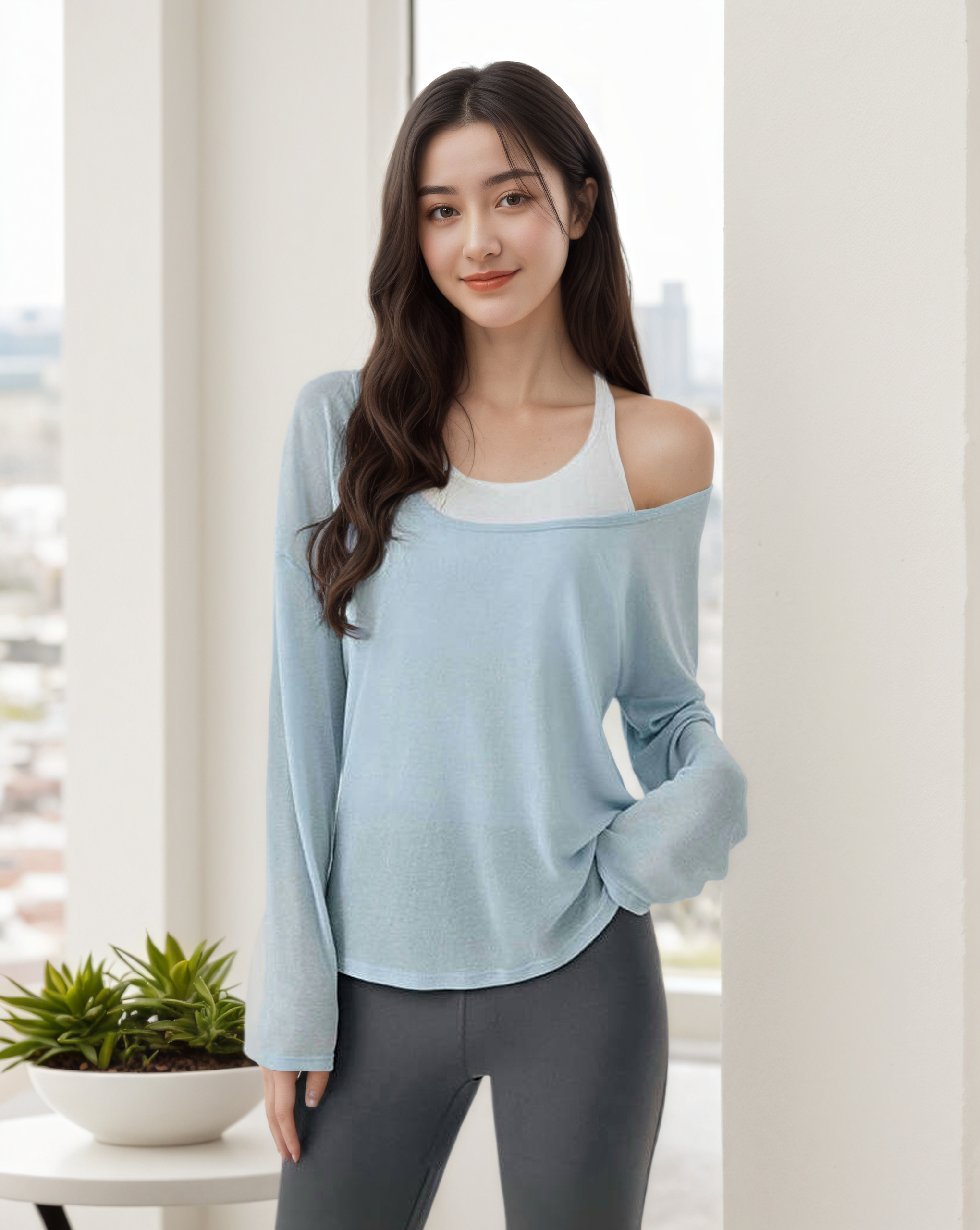 長袖罩衫運動背心疊穿兩件套