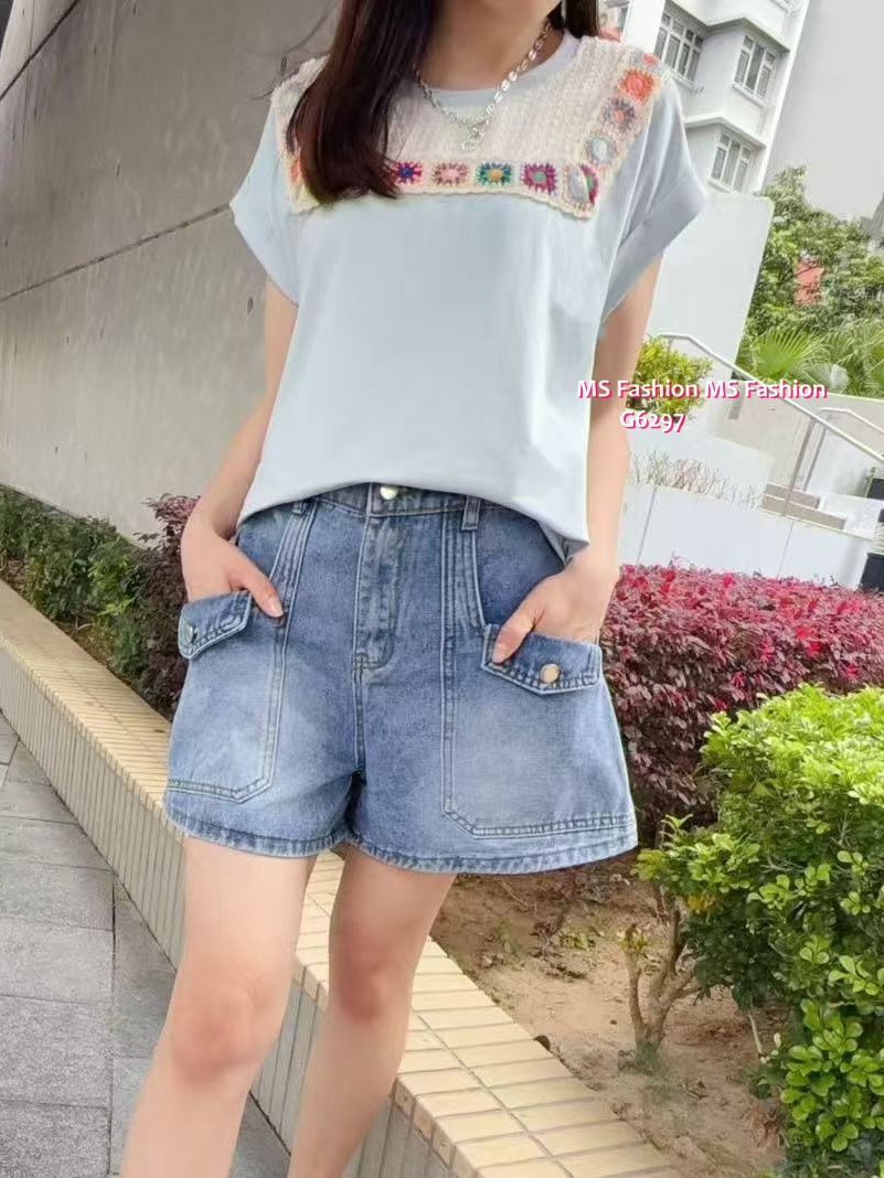 G6297 韓國🇰🇷彩色勾花pattern top