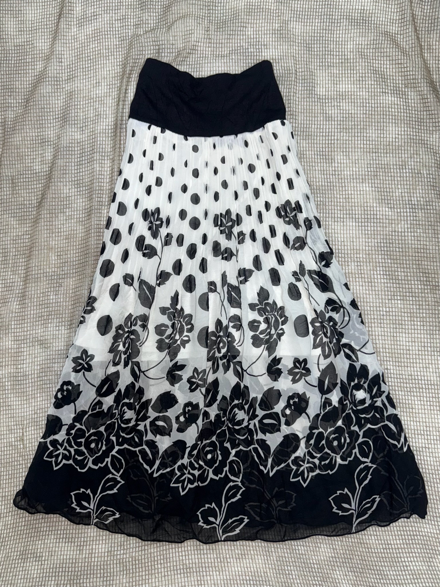 Whimsigoth Border Print Maxi Rose Chiffon Long Skirt